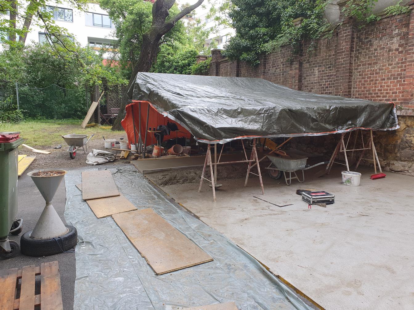 während der Arbeiten